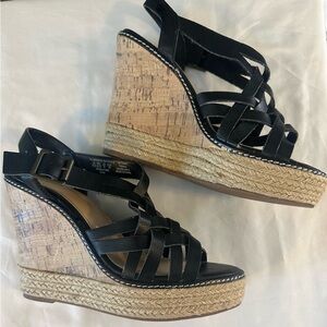 French Connection Black Wedge Sandals